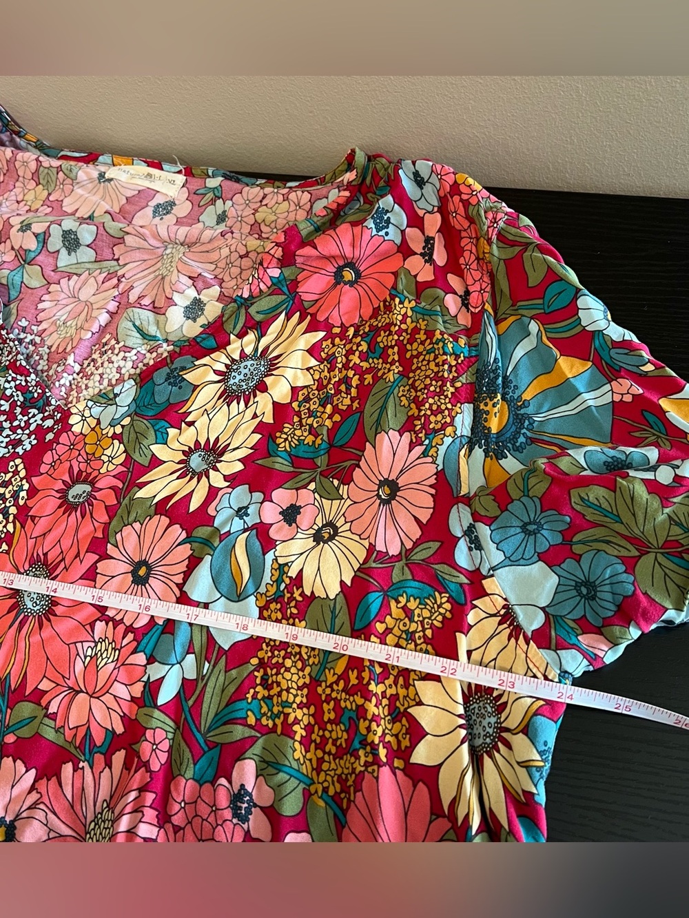 NATURAL LIFE Floral V‑Neck Mini Dress in Pink, Turquoise, Yellow - Picture 9 of 9
